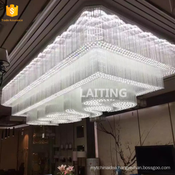 Large custom made crystal ceiling lighting chandeliers for hotels lobby